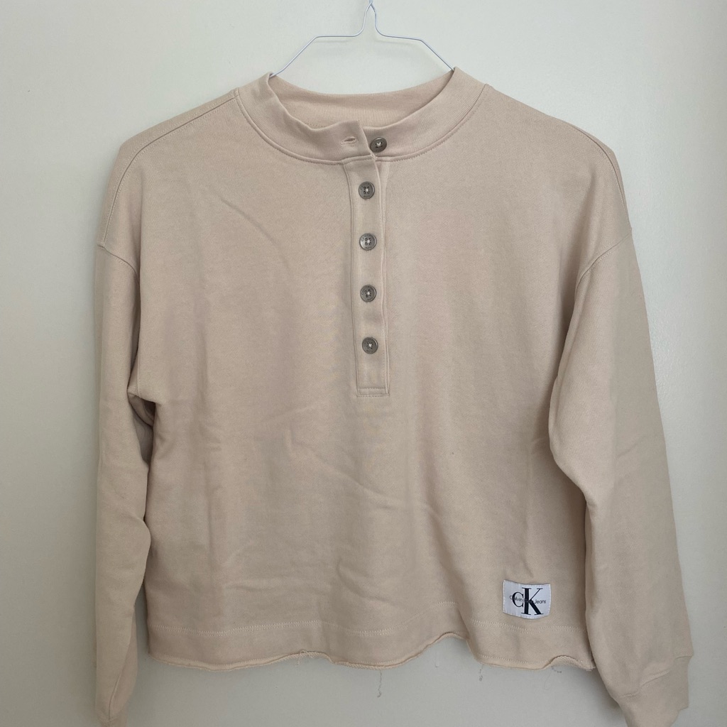 Calvin Klein Neutral Beige Henley Sweatshirt